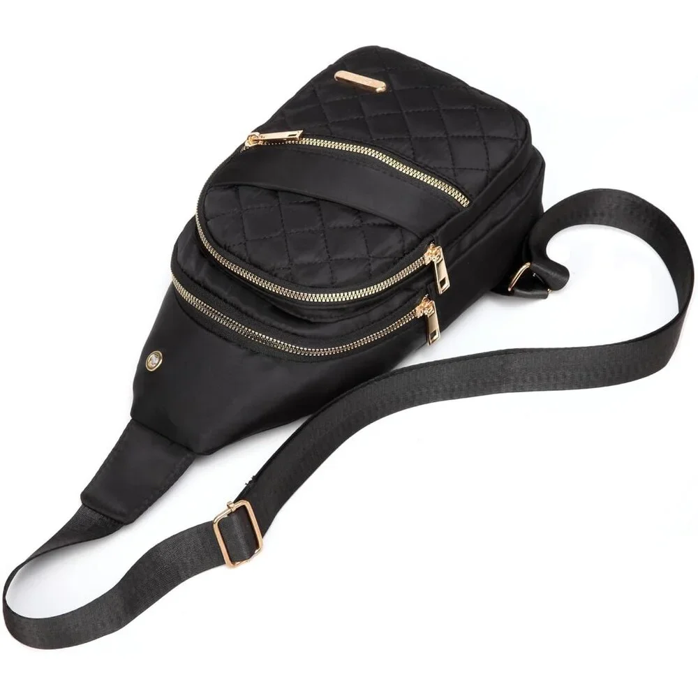 💫 Men Black Sling Backpack Hiking Travel Sport Running Adjustable Crossbody Bag